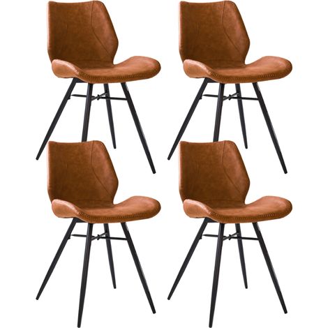 Set mit 4 Esszimmerstühlen Beau Industriell Cognacfarbenes