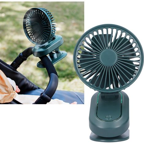 Tragbarer, vollautomatischer 3-stufiger Ventilator mit oszillierendem Kopf und USB-Ladefunktion, ideal für den Sommer (grün). (1/5)