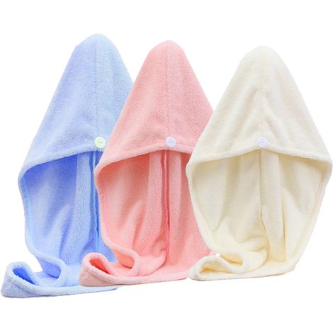 Lot de 3 Serviettes Turban Microfibre Absorbante Séchage Rapide Anti-Frisottis pour Cheveux Voyage Sport (1/5)