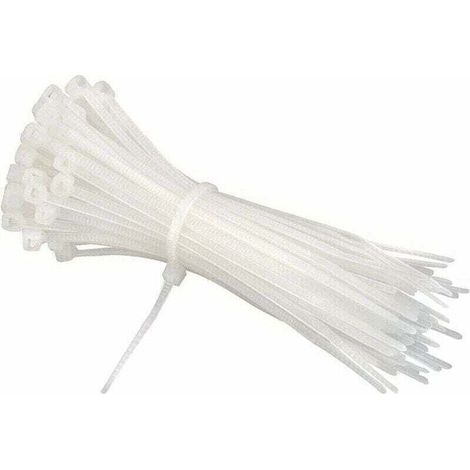 Bridas para cables de 200 mm x 2,5 mm, Bridas para cables, Bridas de nailon para cables, Bridas para cables de 200 mm, Blancas, Paquete de 600 piezas, blancas, de (1/4)
