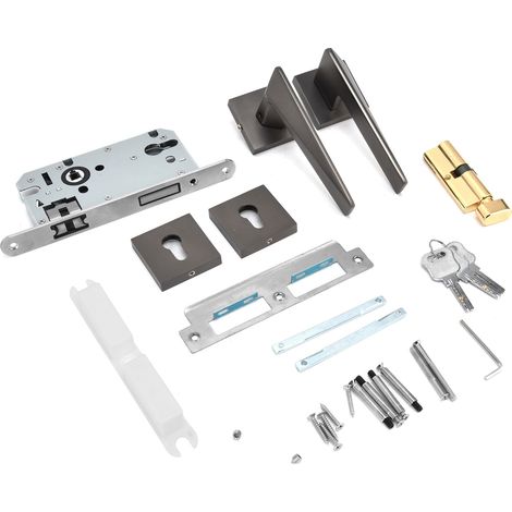 Kit de poignée de verrouillage de porte fendue, serrure antivol moderne pour la maison, la chambre, la salle de bain ou le bureau (1/5)
