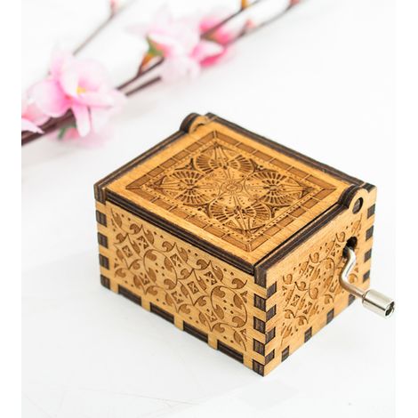Boîte à musique en bois classique vintage à manivelle manuelle, thème mélodieux, cadeau pour enfants et amis (1/5)