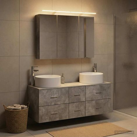 vidaXL Bathroom Furniture Set 4 pcs Concrete Grey (1/5)