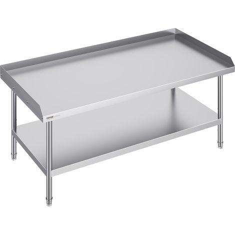 Table de Travail en Acier Inoxydable 76,2x152,4x66 cm, Table de Préparation des Aliments avec Dosseret à 3 Côtés, Hauteur Réglable, Meuble de Rangement, pour Cuisine Restaurant Bar Hôtel Maison (1/5)