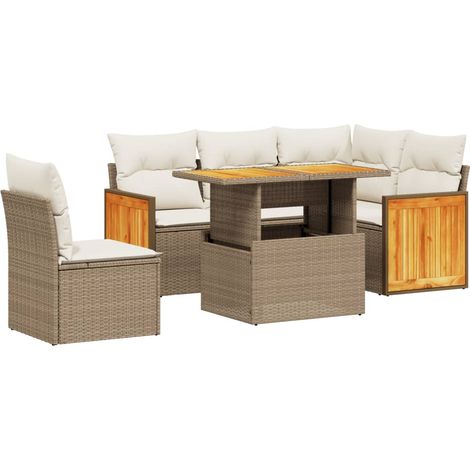 Maison Exclusive - Set Divano da Giardino 6 pz con Cuscini Beige in Polyrattan (1/3)