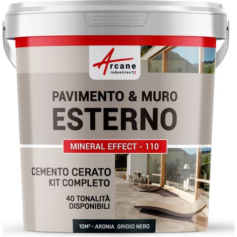 Microcemento per esterni: pavimenti, muri, terrazze, balconi, scale - 10 m² (in 2 strati) Aronia Grigio Nero - ARCANE INDUSTRIES
