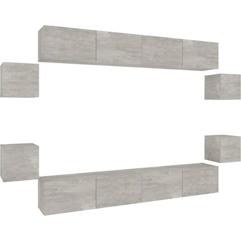 Maison Exclusive - 8-tlg. TV-Schrank-Set Betongrau Holzwerkstoff (1/5)