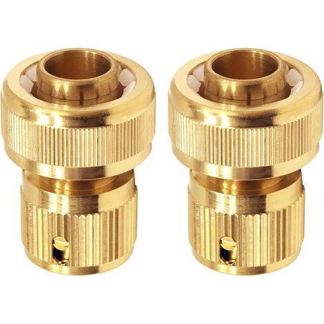 Lot de 2 raccords rapides en laiton pour tuyau de jardin de 3/4" - Raccord de tuyau d'arrosage en laiton pour connecter des tuyaux, des outils de jardin (1/5)