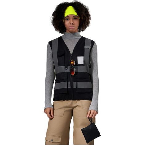 Arbeitsweste Damen Sicherheitsweste mit Reißverschluss und Taschen L Schwarz (1/5)