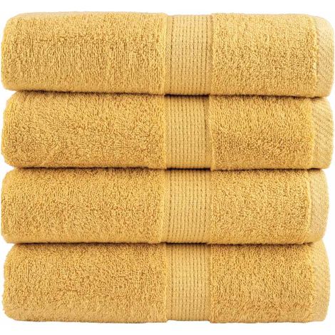 Gants de toilette haut de gamme SOLUND, lot de 4, couleur or, 30 x 30 cm, 600 g/m²