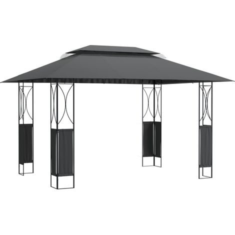 Tonnelle Barnum de Jardin, Pavillon, Pergola, Tente de jardin, avec toit anthracite 400x300x270 cm acier OIB3792E (1/5)