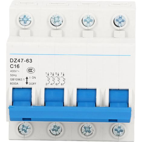 Disjoncteur miniature 4P sur rail, interrupteur pneumatique basse tension 400 V CA 16 A DZ47-63 C16 (1/5)