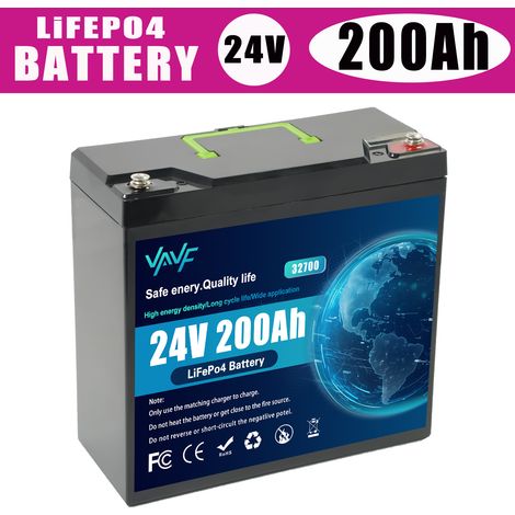 LiFePO4, 24V 220AH High-Capacity Lithium Iron Phosphate Battery with Plastic Case and Portable Handle - 200AH - 25.2