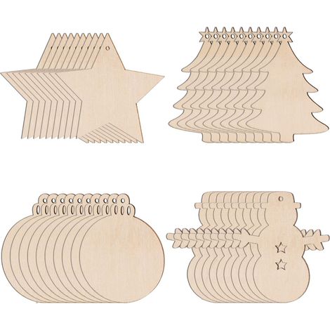 Boules De Noel En Bois - Lot De 40 Pièces Rondes Lisses - Pour Décoration D'Arbre De Noël - Loisirs Créatifs Enfants Et Adultes - Avec Ficelle Prédécoupée (1/5)