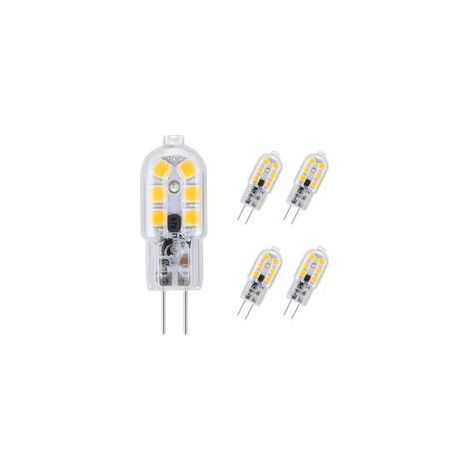 G4 LED Ampoule,5-Pack Blanc chaud 30W Ampoules Halogènes Équivalentes,Ampoule LED G4 3W Économie Pour Les Ampoules de Hotte,AC/DC 12V 180LM 3000K [Classe énergétique F]