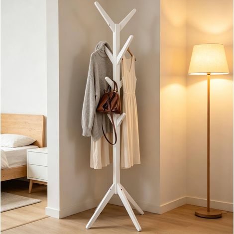 MEUBLIV Porte-manteau sur pied 43x43x180 cm blanc – 8 crochets, sans matelas (1/5)