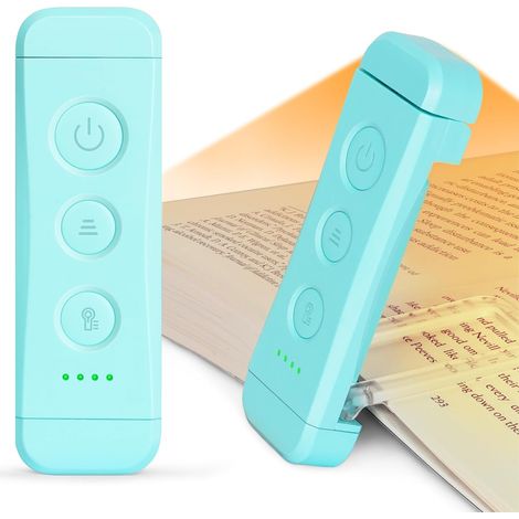 Lampe de lecture Glocusent, lampe de lecture rechargeable USB pour lire au lit, lampe de lecture LED portable à pince, 3 couleurs ambrées et 5 niveaux de luminosité réglables, Compa