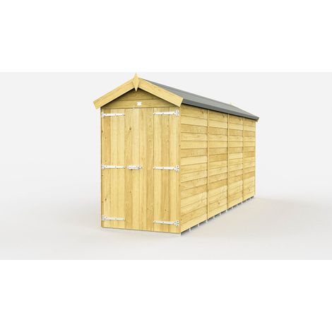 4 x 15 Feet Apex Shed - Double Door Without Windows - Wood - L454 x W118 x H217 cm