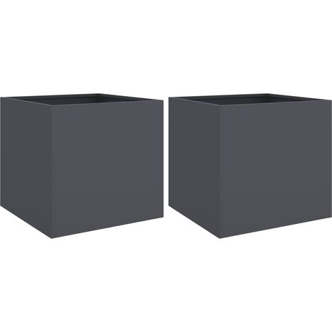 Jardinières 2 pcs  Bac à fleurs anthracite 49x47x46 cm acier (1/5)