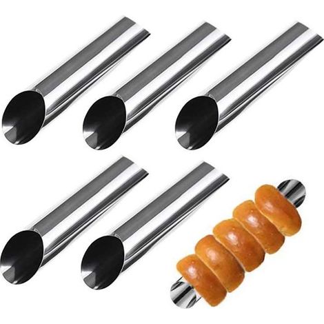 Set da forno Canori Roll da 5 pezzi, stampo per Canori Roll, stampo per pane a spirale in acciaio inox, stampo per pane a tubo, stampo per pasta a spirale, stampo per croissant, teglia da forno 12,5 x (1/5)