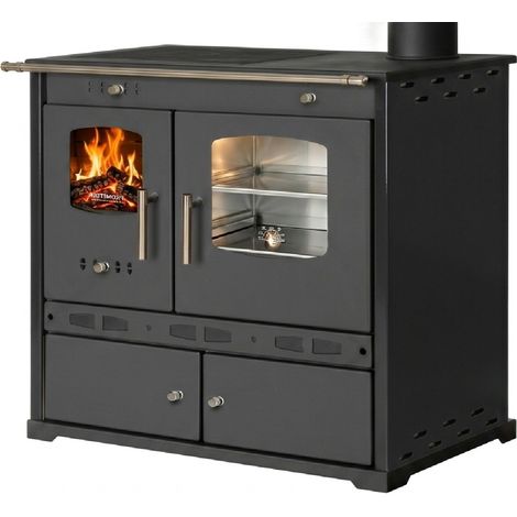 Prometey LTD Holzherd ECO LUX INOX Mit Edelstahlbackfach Schwarz Rechte Version (1/5)