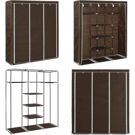 Kleiderschrank mit Fächern und Stangen Braun 150x45x175cm Stoff - Kleiderschrank - Wandhängend - Stauraum - Textil - Braun - Home & Living (1/5)