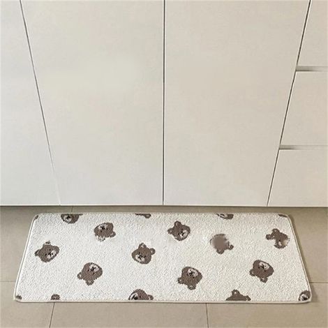Tapis de porte de salle de bain en PVC écologique, carré, antidérapant et doux, pour la cuisine et la maison, motif Petit Ours, 40 x 120 cm / 15,7 x 47,2 pouces (1/5)