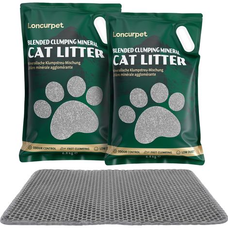 CECIPA MAX Arena natural aglomerante piedra + yuca con tapete recogedor, bajo polvo, alta absorción, anti‑olor, sin aroma – 13,6 kg (2 x 6,8 kg) (1/5)