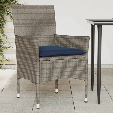 Teenpull – Gartenstühle mit Kissen 2 Stk. Grau Poly Rattan (1/5)
