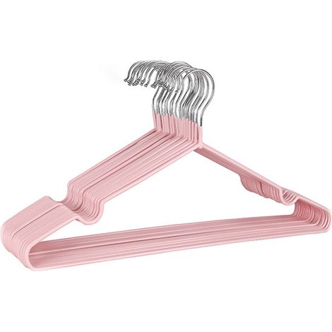 Set mit 10 40 cm langen Kleiderbügeln aus Metall und Kunststoff, rosa Wäscheständer für Studentenwohnheime