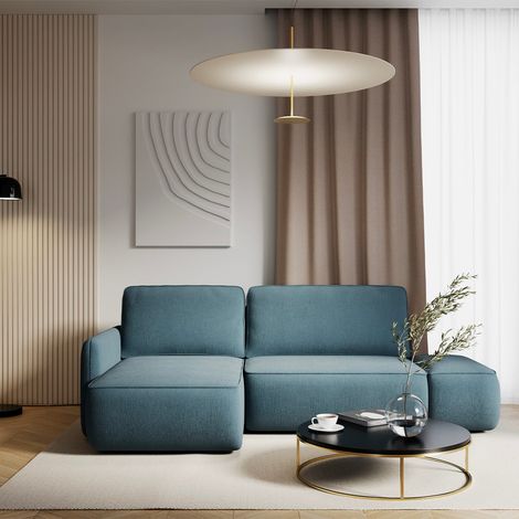 Alessio 3-Sitzer-Wende-Ecksofa mit Truhe Hellblau (1/5)
