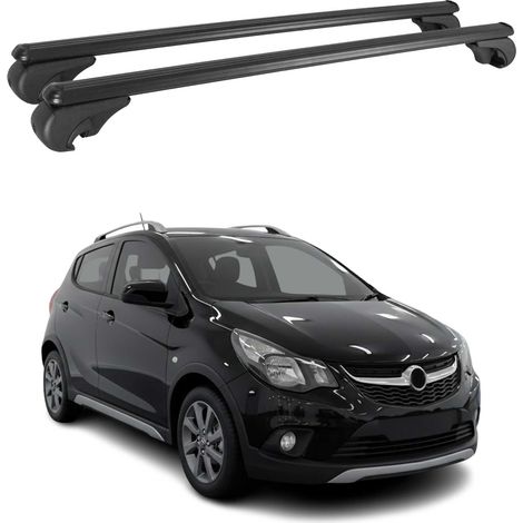 OMAC Aluminium Dachträger Querträger für Opel Karl Rocks 2017-2019 – TÜV / DIN 75302:2019 – Abschließbar – Max. 75 kg – 2 Stangen Schwarz (1/5)