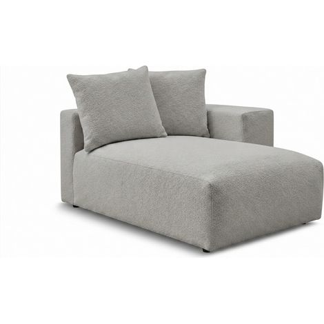 BOBOCHIC - Méridienne avec accoudoir pour canapé modulable VOLTAIRE tissu chiné Angle droit Gris foncé (1/3)