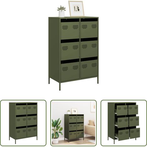 Buffet vert olive - Buffet haut vert olive 68x39x101,5 cm acier (1/5)
