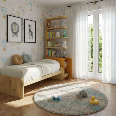 Comodino libreria salvaspazio con design moderno - Narciso - Quercia e zolfo (1/5)
