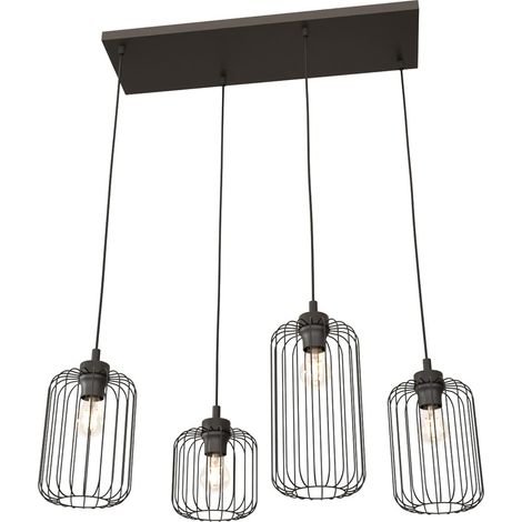 Suspension industrielle noire VANDER 4xE27 Emibig (1/5)