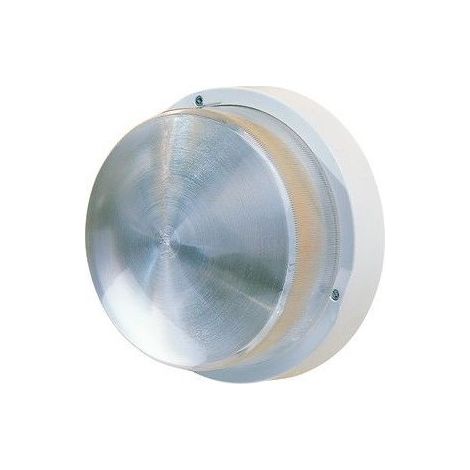 Hublot extérieur fluo 1X9W Ø 225mm blanc polycarbonate lampe 4000K 2G7 ballast elec CL2 IK08 IP44 100W antichoc EBENOID 078453