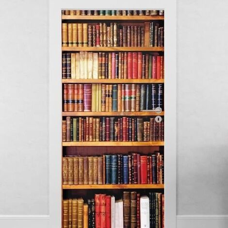Wandaufkleber - Trompe-l'œil - Bücherregal - PVC - 77x200cm - Zeitgenössische Dekoration (1/5)