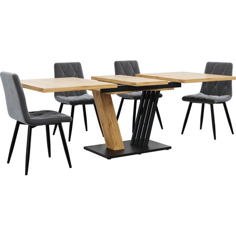 Ausziehbarer Tisch 120-160 x 80 x 76 cm aus MDF und Metall in Holzoptik (1/5)