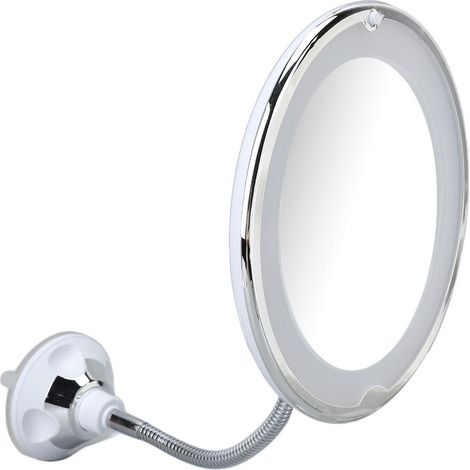 Miroir de maquillage ventouse 8 pouces 10X avec lumière LED blanche, miroir cosmétique grossissant ventouse pour maquillage (1/5)