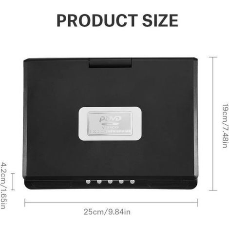 Tragbarer DVD-Player – HB036 – 9 Zoll – 270° drehbarer Bildschirm – UKW-Radio – 800-mAh-Lithium-Akku (1/5)