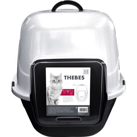THEBES Toilettenhaus XXL - Katzenklo - 62x53x58 cm - Schwarz und Weiß - Für Katzen (1/2)