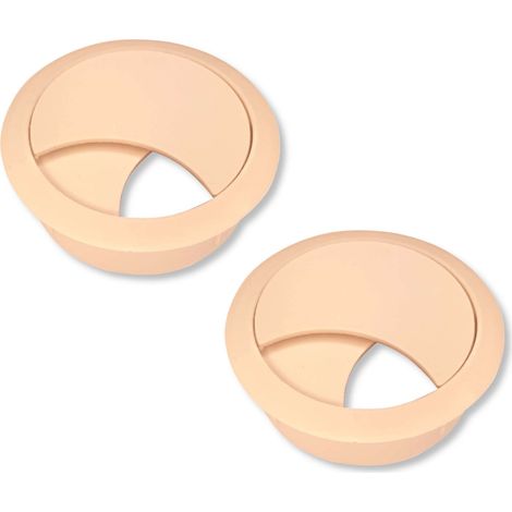 Cyclingcolors – Lot de 2 passe-câbles encastrables 68mm – Plastique beige – Pour bureau et espace de travail organisé – Accessoire de rangement câbles
