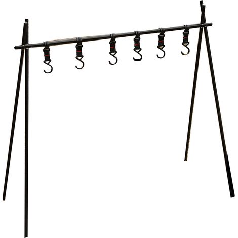 Étagère pliante triangulaire en alliage d'aluminium pour le camping, support de rangement suspendu pliable pour l'extérieur, grand format, avec 6 crochets, noir (1/5)