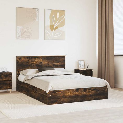 Aufbewahrungsbett Geräucherte Eiche 160 x 200 cm Holzwerkstoff