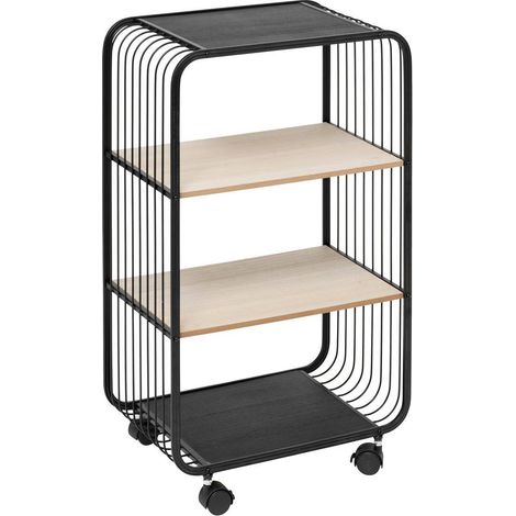 Estantería de 3 niveles en metal y madera beige - 5five