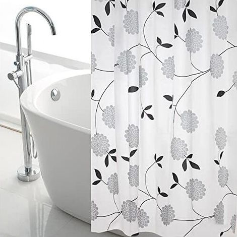 Duschvorhang mit Blumenmuster, extra groß, 300 cm breit – 240 cm lang, wasserdichter und schimmelresistenter Duschvorhang, PEVA-Badezimmervorhang (200 x 240 cm) (1/4)