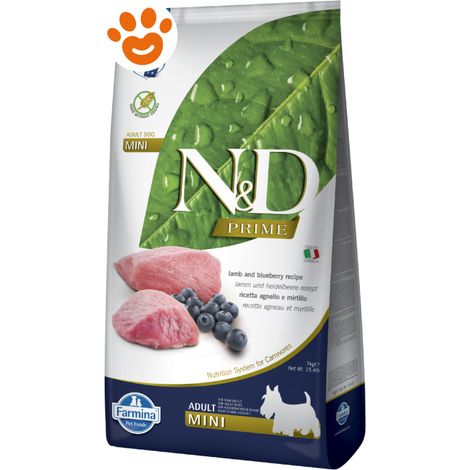 Farmina Dog N&D Prime Adult Mini Agnello e Mirtillo - Sacco 7 Kg - Cibo Secco Cani