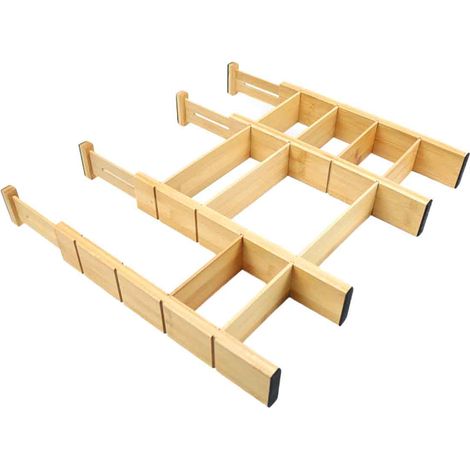 separadores de cajones, bambú expandible de 43 a 56 cm, almohadillas antideslizantes, organizador de cocina/oficina. (1/5)