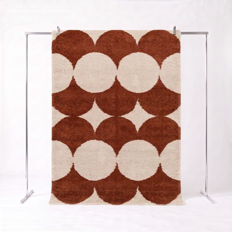 Tapis intérieur motif ronds crème et terracotta - Stella 80 x 150 cm (1/5)